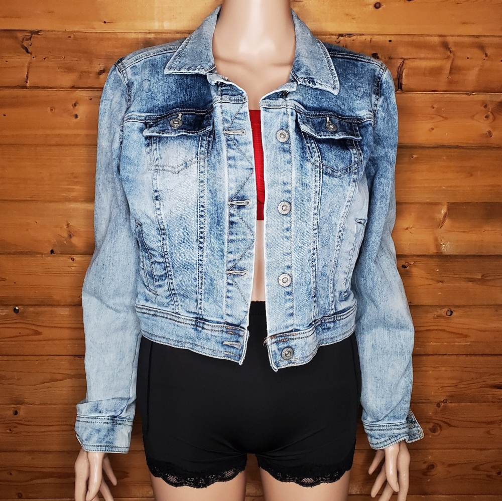 ❤️ ARIZONA JEANS JACKET acid washed 4 pocket in the front buttons Size L